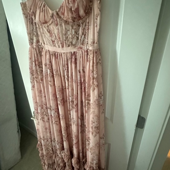 V Chapman Carmen corset front slit ruffled gown - Picture 5 of 5